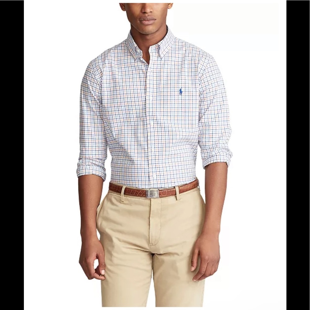 NWT Polo Ralph Lauren
Men's Slim-Fit Checked Poplin Shirt